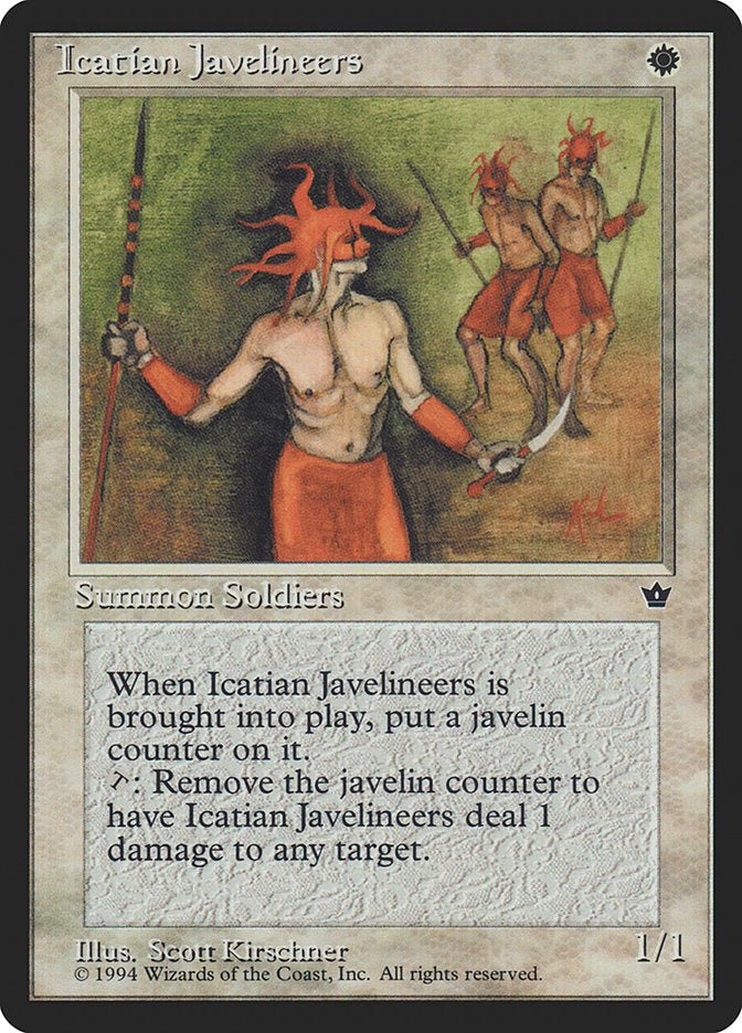 Icatian Javelineers (Scott Kirschner) [Fallen Empires] - Evolution TCG