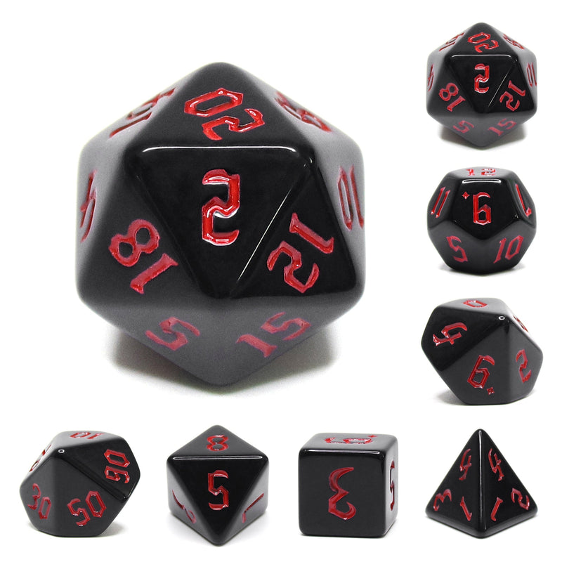 A&H Dice: Chon Drite with Red Font - Poly 7 Die Set - Evolution TCG