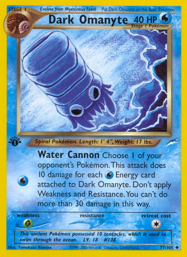 Dark Omanyte (37/105) [Neo Destiny 1st Edition] - Evolution TCG