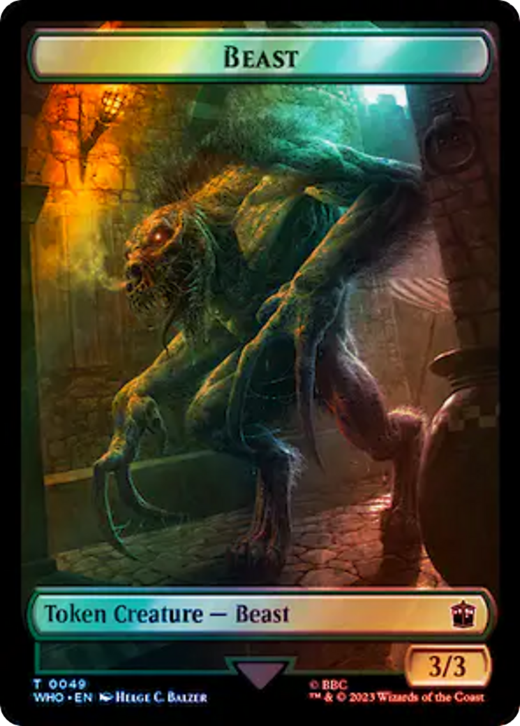 Soldier // Beast Double-Sided Token (Surge Foil) [Doctor Who Tokens] - Evolution TCG