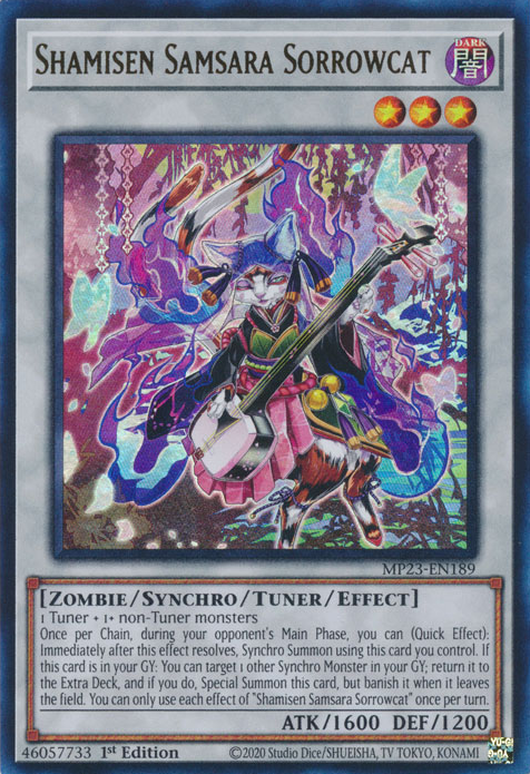 Shamisen Samsara Sorrowcat [MP23-EN189] Ultra Rare - Evolution TCG