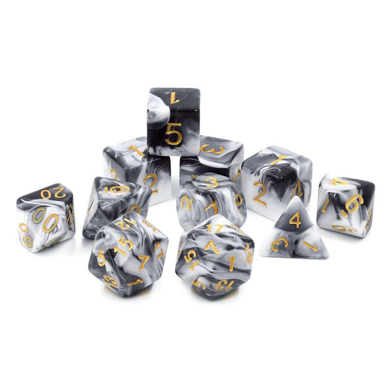 A&H Dice: Blend - Opaque White & Black - Poly 11 Die Set - Evolution TCG