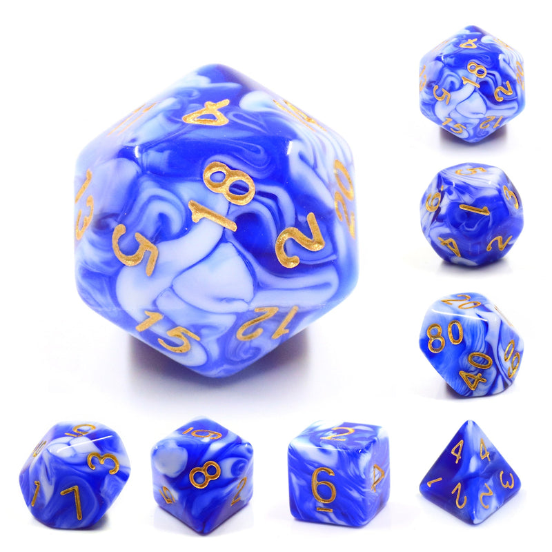 A&H Dice: Blue Porcelain - Poly 7 Die Set - Evolution TCG