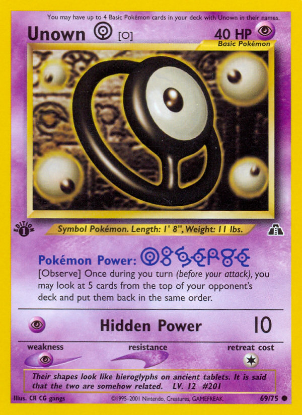Unown [O] (69/75) [Neo Discovery 1st Edition] - Evolution TCG