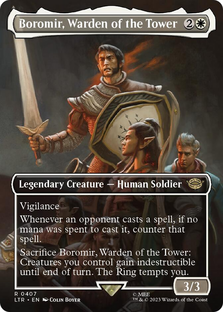 Boromir, Warden of the Tower (Borderless Alternate Art) [The Lord of the Rings: Tales of Middle-Earth] - Evolution TCG