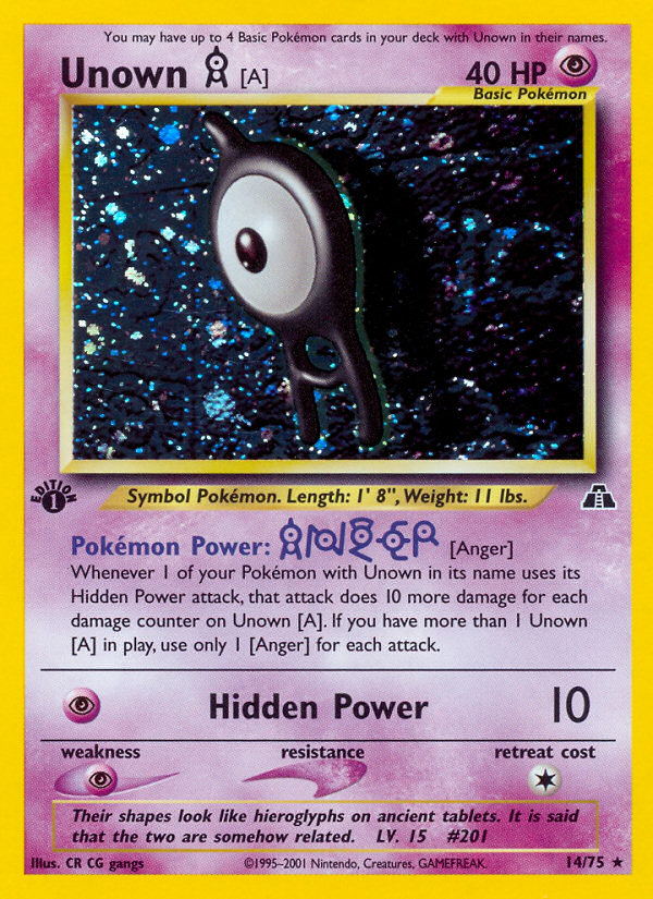 Unown [A] (14/75) [Neo Discovery 1st Edition] - Evolution TCG