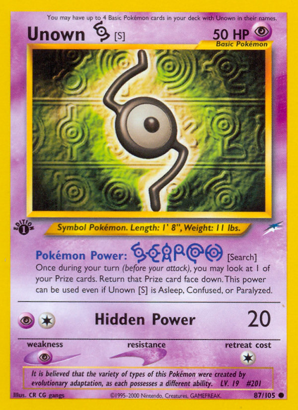 Unown [S] (87/105) [Neo Destiny 1st Edition] - Evolution TCG