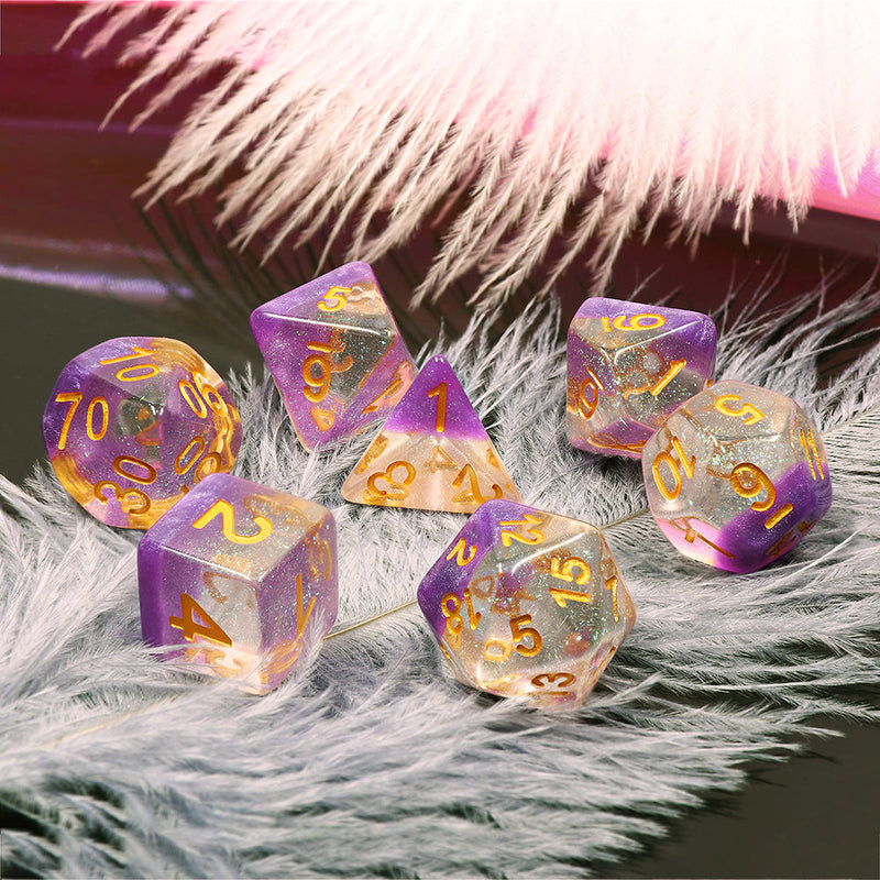 A&H Dice: Violet Sunset - Poly 7 Die Set - Evolution TCG