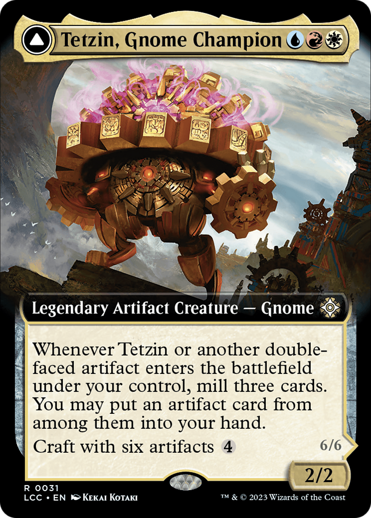 Tetzin, Gnome Champion // The Golden-Gear Colossus (Extended Art) [The Lost Caverns of Ixalan Commander] - Evolution TCG