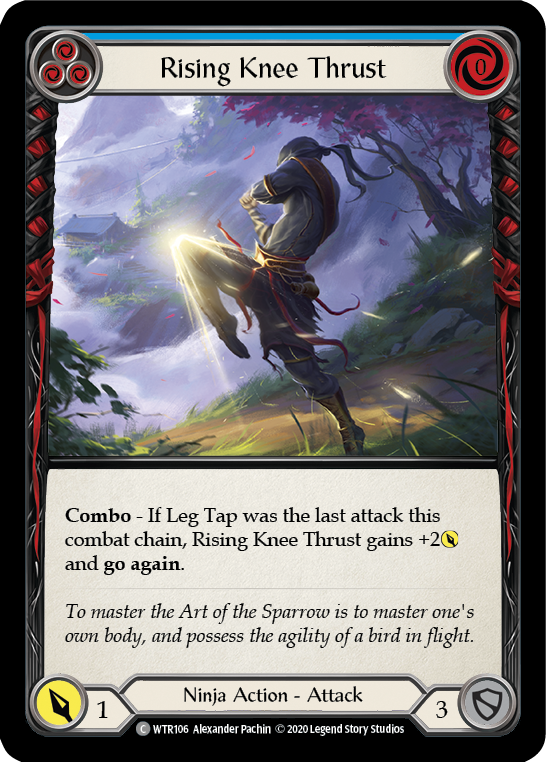 Rising Knee Thrust (Blue) [U-WTR106] (Welcome to Rathe Unlimited)  Unlimited Rainbow Foil - Evolution TCG