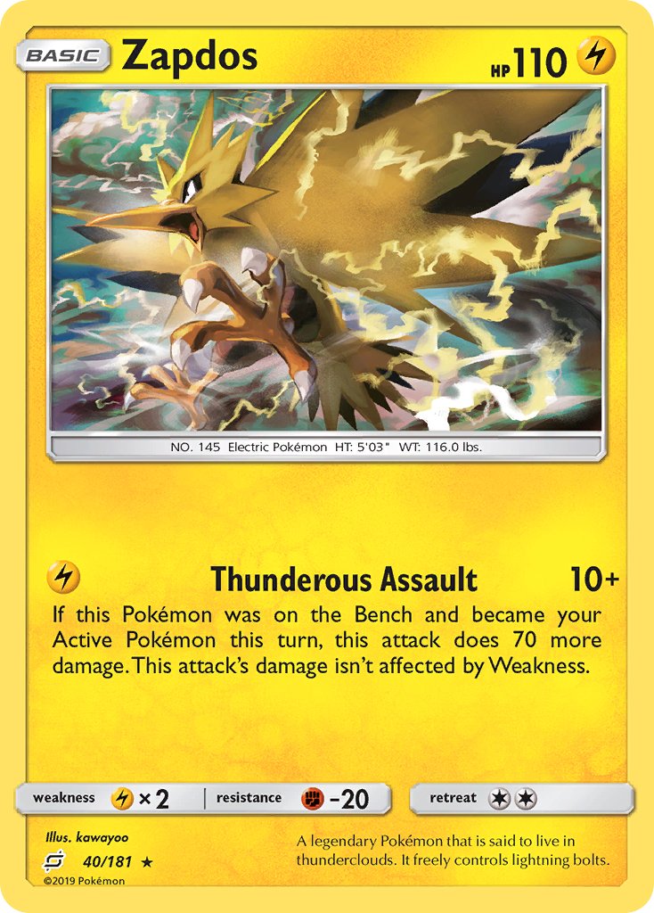 Zapdos (40/181) (Theme Deck Exclusive) [Sun & Moon: Team Up] - Evolution TCG