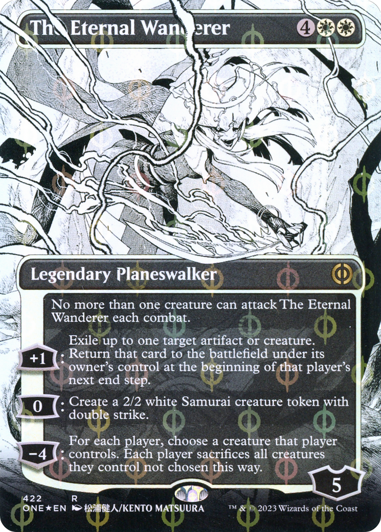 The Eternal Wanderer (Borderless Manga Step-and-Compleat Foil) [Phyrexia: All Will Be One] - Evolution TCG