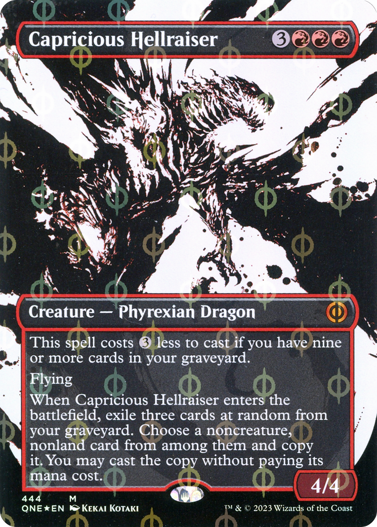 Capricious Hellraiser (Borderless Ichor Step-and-Compleat Foil) [Phyrexia: All Will Be One] - Evolution TCG