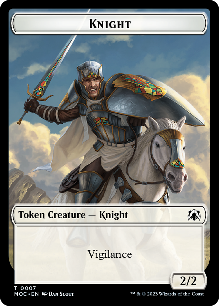 Knight (7) // Spirit (14) Double-Sided Token [March of the Machine Commander Tokens] - Evolution TCG