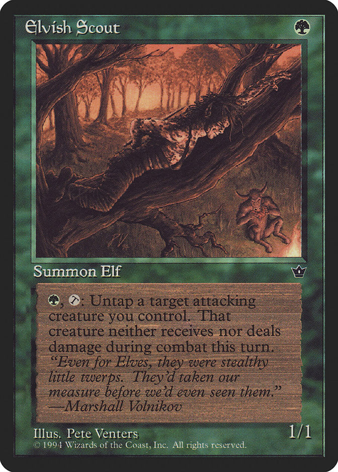 Elvish Scout (Pete Venters) [Fallen Empires] - Evolution TCG