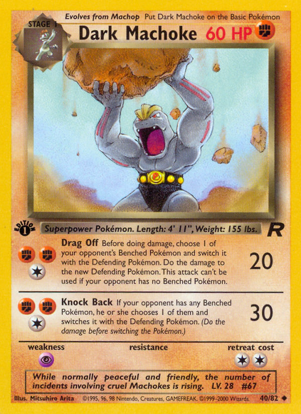 Dark Machoke (40/82) [Team Rocket 1st Edition] - Evolution TCG