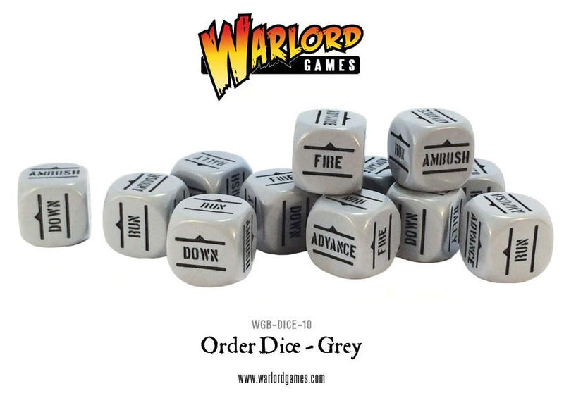 12 Grey Bolt Action Order D6 Dice Set - Evolution TCG