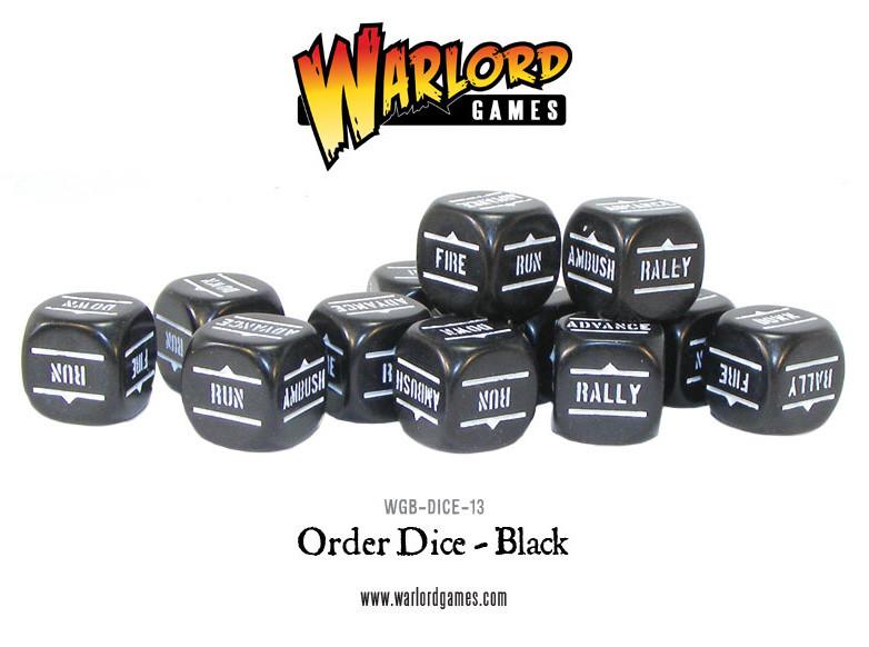 12 Black Bolt Action Order D6 Dice Set - Evolution TCG