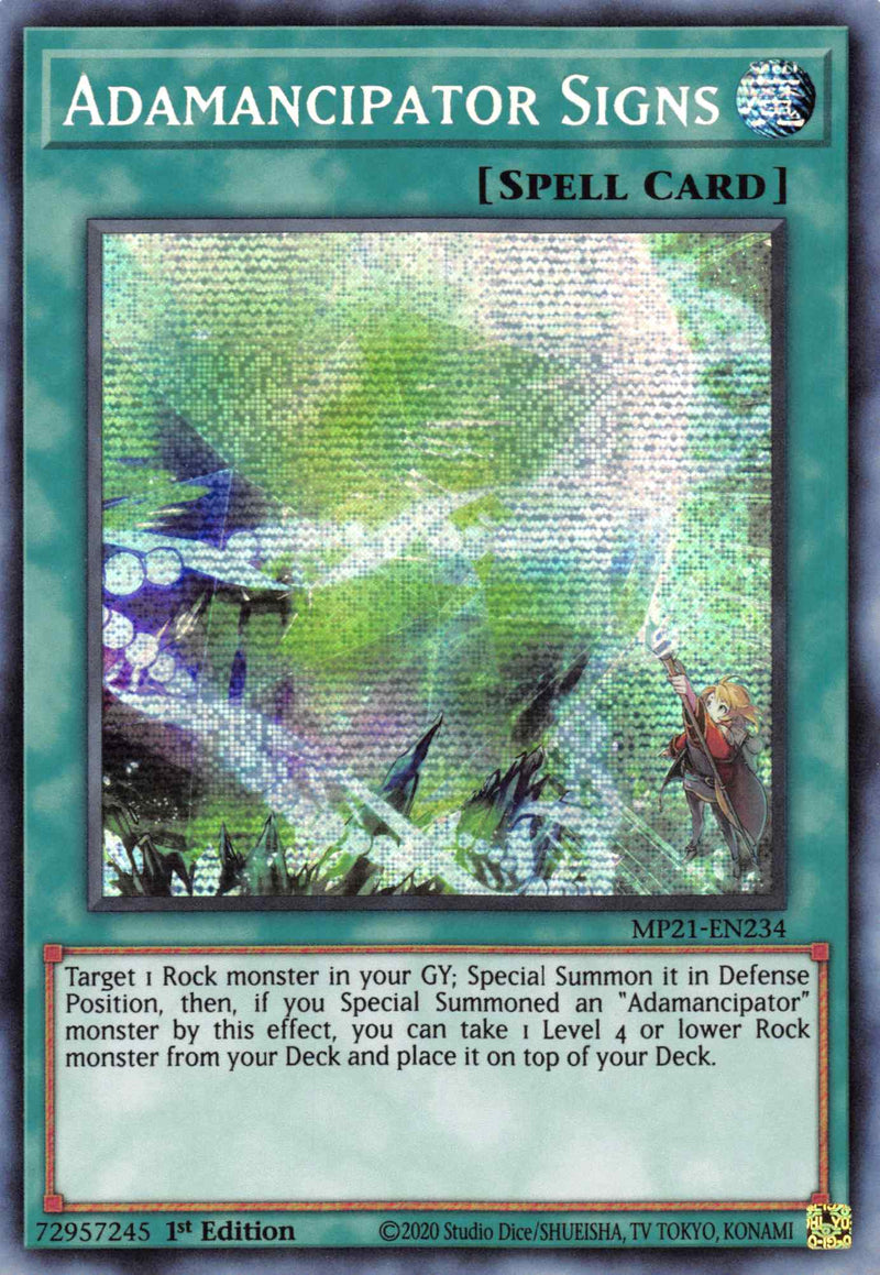 Adamancipator Signs [MP21-EN234] Prismatic Secret Rare - Evolution TCG