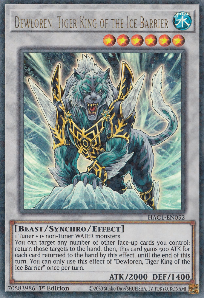 Dewloren, Tiger King of the Ice Barrier (Duel Terminal) [HAC1-EN052] Parallel Rare - Evolution TCG