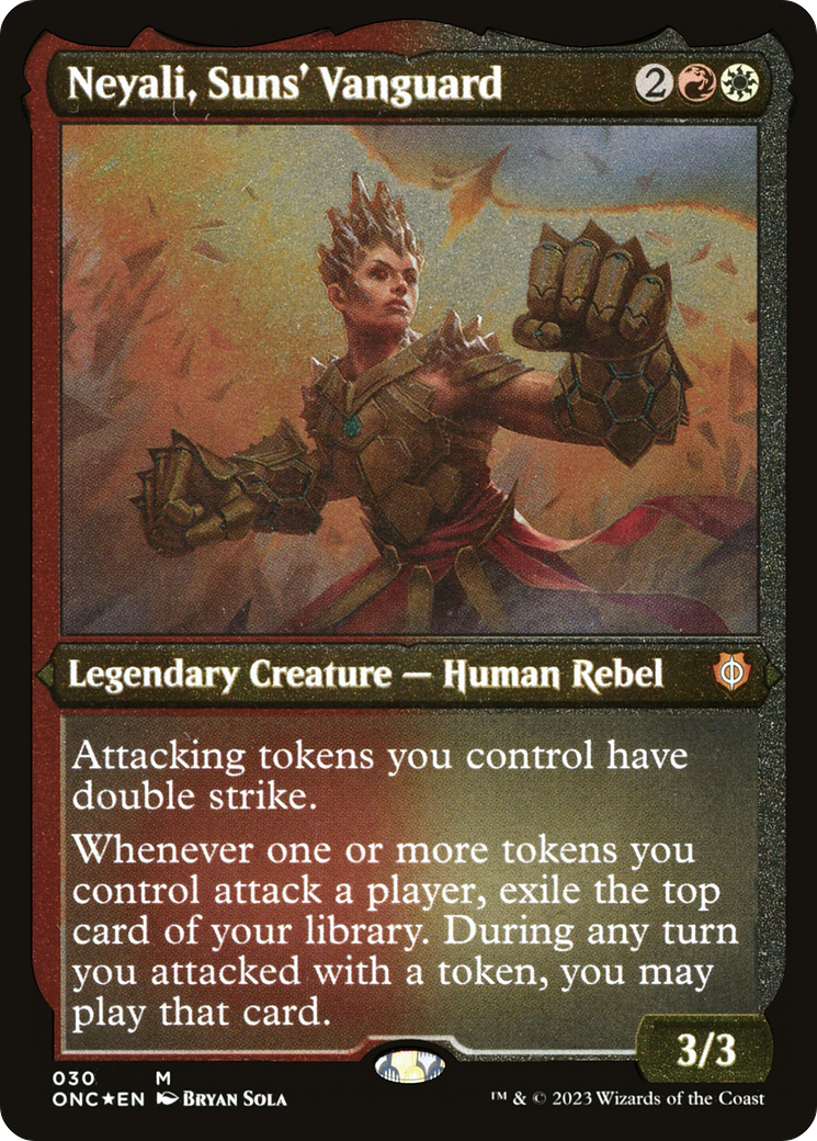 Neyali, Suns' Vanguard (Foil Etched) (Display Commander) [Phyrexia: All Will Be One Commander] - Evolution TCG