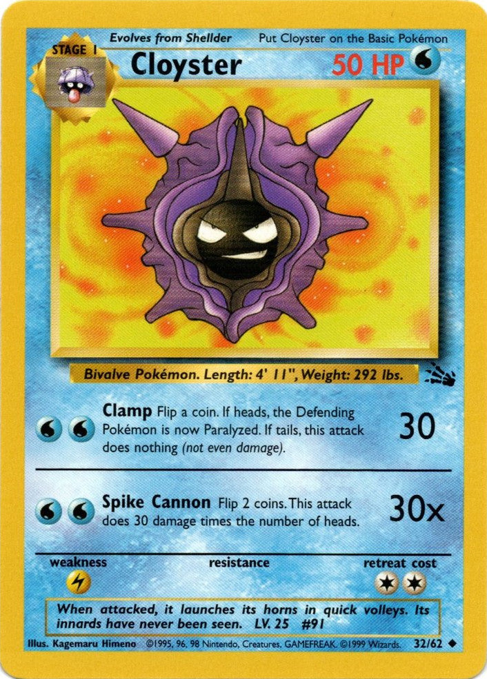 Cloyster (32/62) [Fossil Unlimited] - Evolution TCG