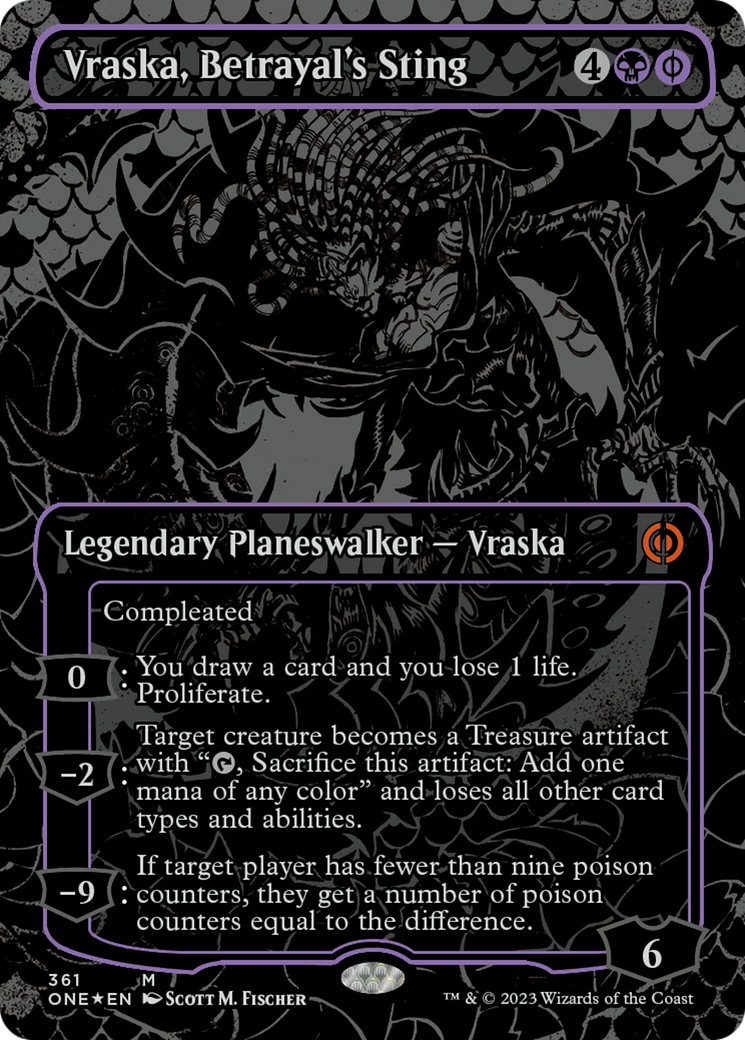 Vraska, Betrayal's Sting (Oil Slick Raised Foil) [Phyrexia: All Will Be One] - Evolution TCG