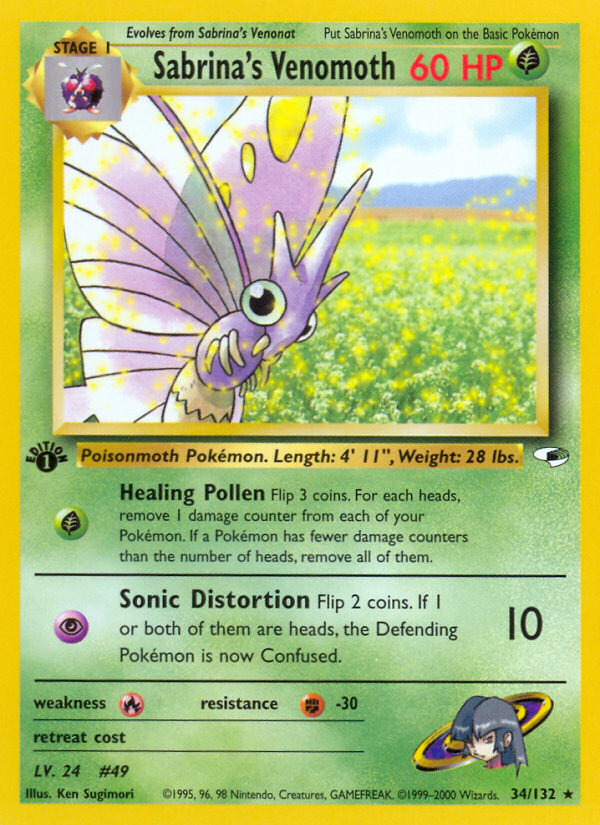 Sabrina's Venomoth (34/132) [Gym Heroes 1st Edition] - Evolution TCG