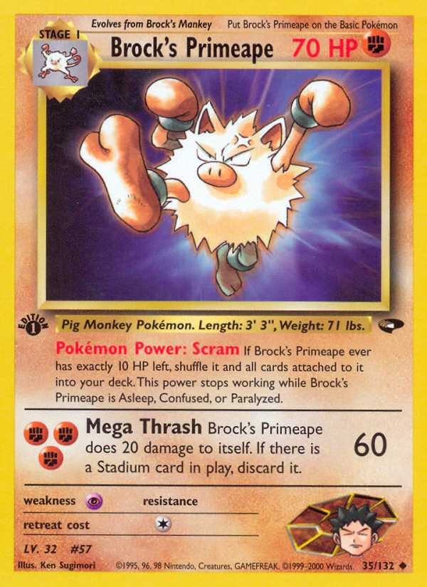 Brock's Primeape (35/132) [Gym Challenge 1st Edition] - Evolution TCG