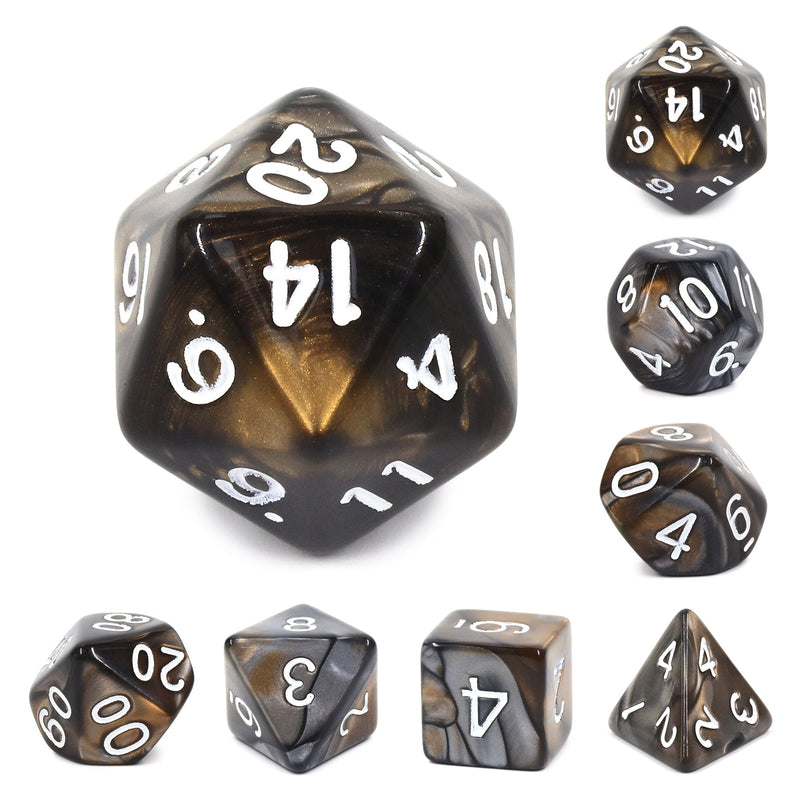 A&H Dice: Blend - Gold & Silver - Poly 7 Die Set - Evolution TCG