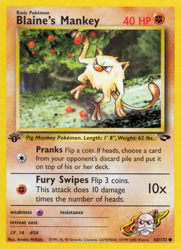 Blaine's Mankey (63/132) [Gym Challenge 1st Edition] - Evolution TCG