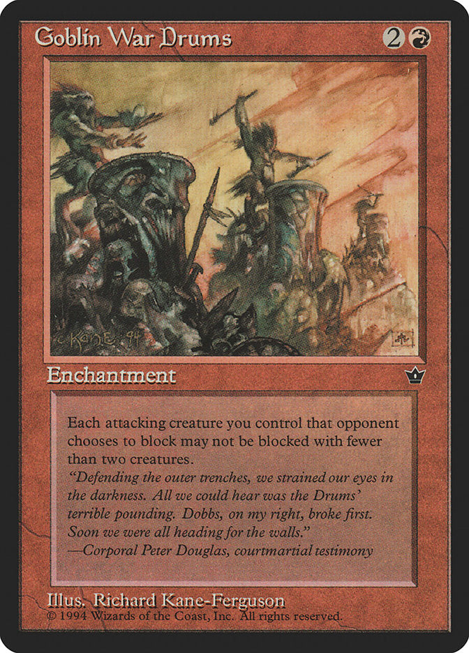 Goblin War Drums (Richard Kane Ferguson) [Fallen Empires] - Evolution TCG