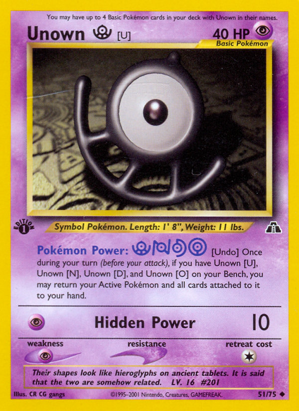 Unown [U] (51/75) [Neo Discovery 1st Edition] - Evolution TCG
