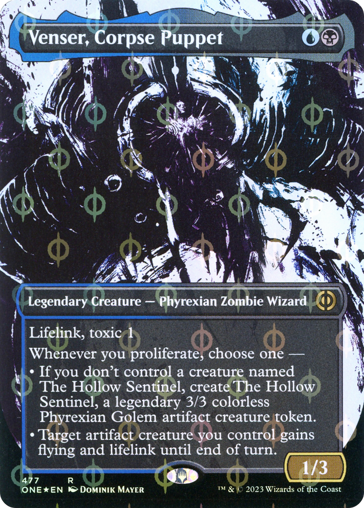 Venser, Corpse Puppet (Borderless Ichor Step-and-Compleat Foil) [Phyrexia: All Will Be One] - Evolution TCG
