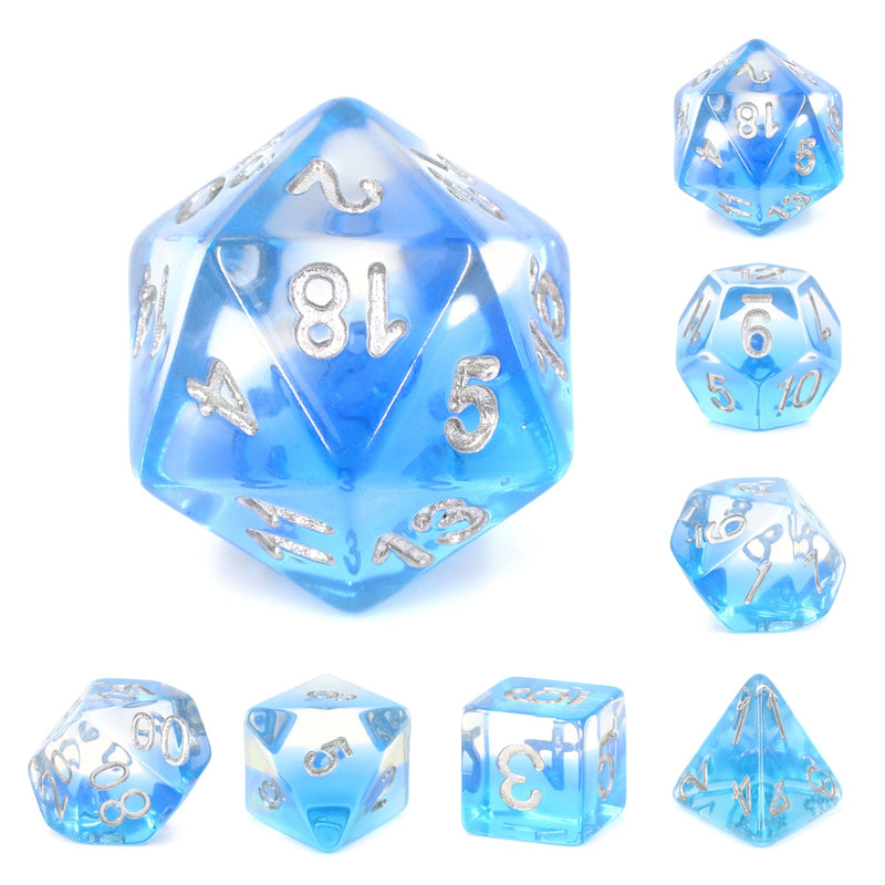 A&H Dice: Transparent - Blue Gradients - Poly 7 Die Set - Evolution TCG