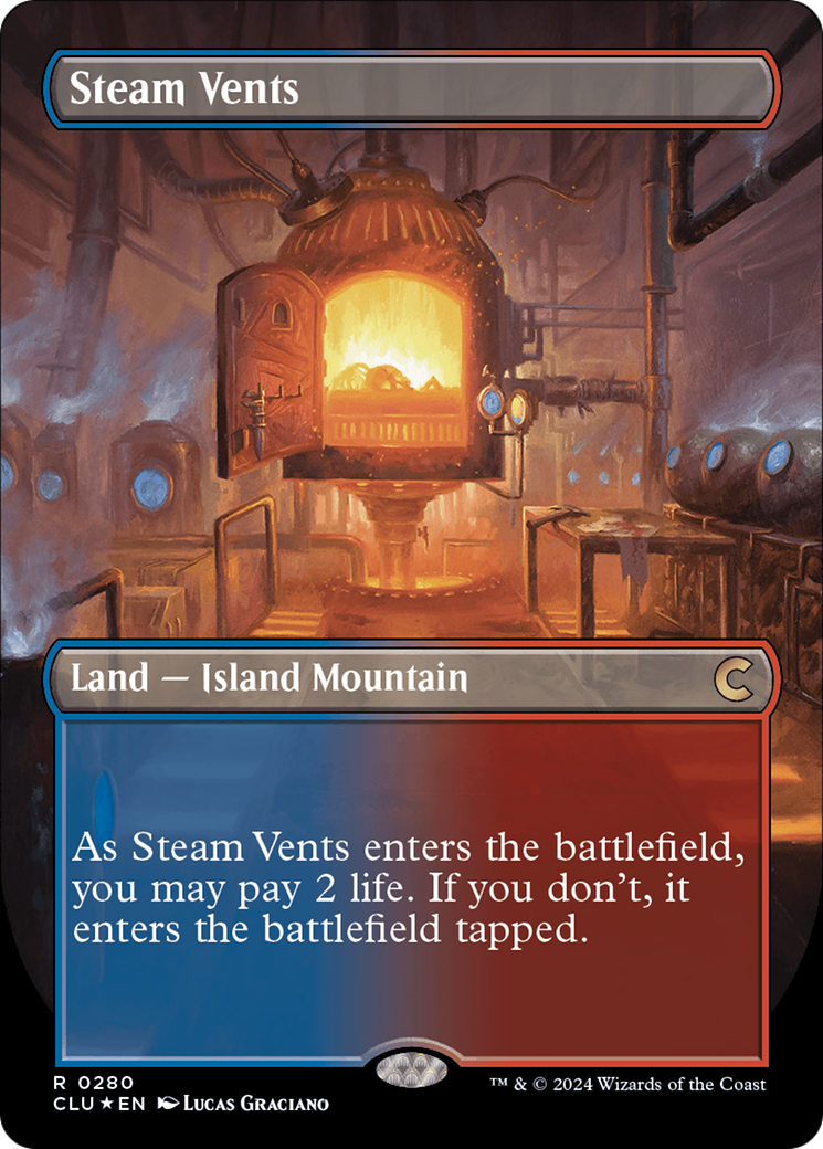 Steam Vents (Borderless) [Ravnica: Clue Edition] - Evolution TCG