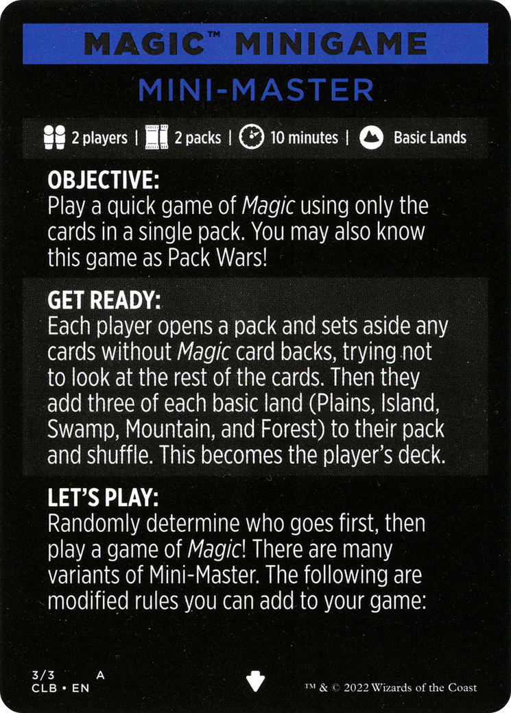 Mini-Master (Magic Minigame) [Commander Legends: Battle for Baldur's Gate Minigame] - Evolution TCG