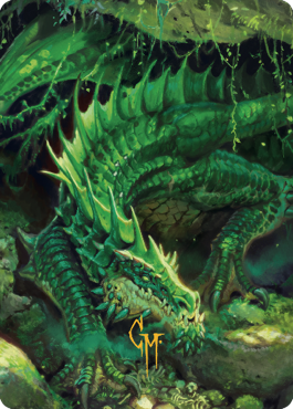 Lurking Green Dragon Art Card (Gold-Stamped Signature) [Commander Legends: Battle for Baldur's Gate Art Series] - Evolution TCG