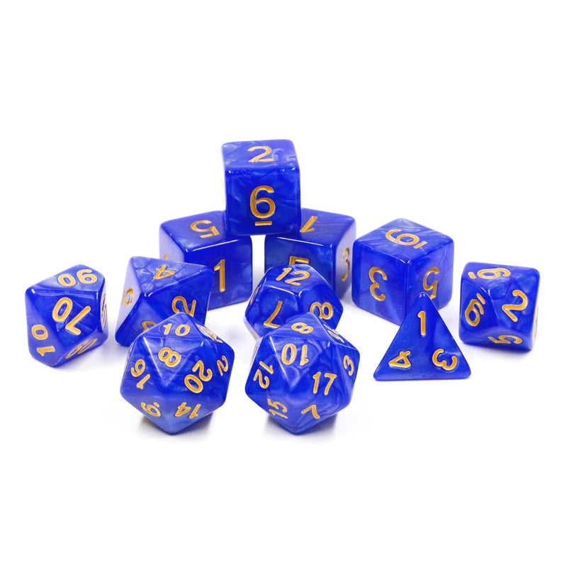 A&H Dice: Pearl - Blue - Poly 11 Die Set - Evolution TCG