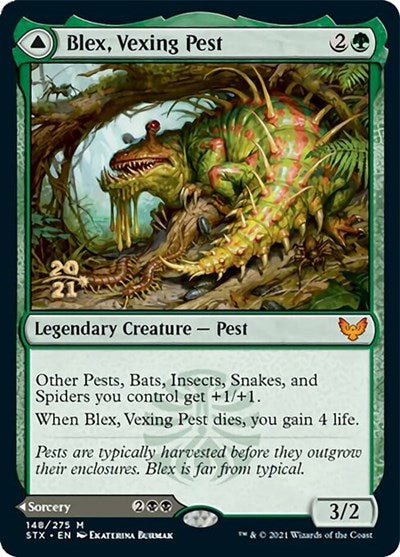 Blex, Vexing Pest // Search for Blex [Strixhaven: School of Mages Prerelease Promos] - Evolution TCG