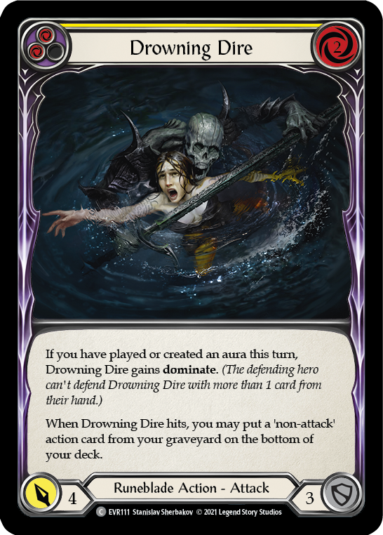 Drowning Dire (Yellow) [EVR111] (Everfest)  1st Edition Rainbow Foil - Evolution TCG