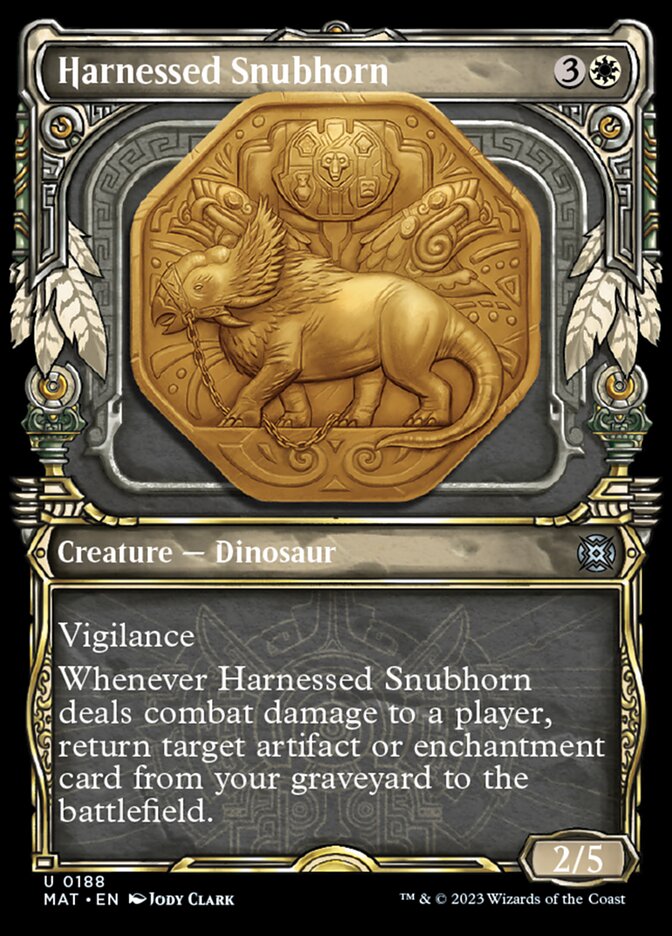 Harnessed Snubhorn (Showcase Halo Foil) [March of the Machine: The Aftermath] - Evolution TCG