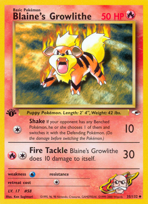 Blaine's Growlithe (35/132) [Gym Heroes 1st Edition] - Evolution TCG