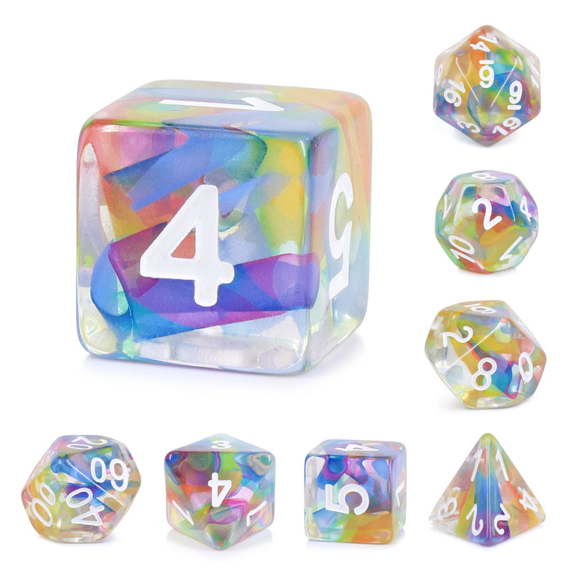 A&H Dice: Rainbow Ribbon - Poly 7 Die Set - Evolution TCG