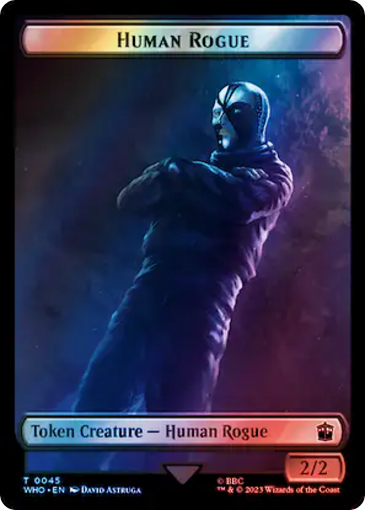 Human Rogue // Dinosaur Double-Sided Token (Surge Foil) [Doctor Who Tokens] - Evolution TCG
