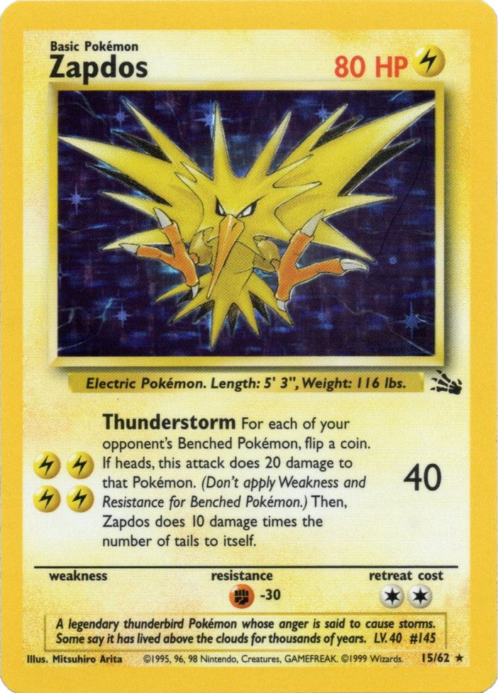 Zapdos (15/62) [Fossil Unlimited] - Evolution TCG