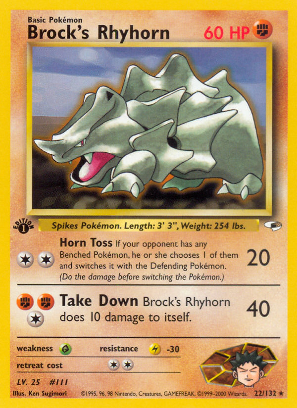 Brock's Rhyhorn (22/132) [Gym Heroes 1st Edition] - Evolution TCG