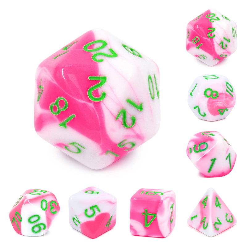 A&H Dice: Blend - Pink & White - Poly 7 Die Set - Evolution TCG