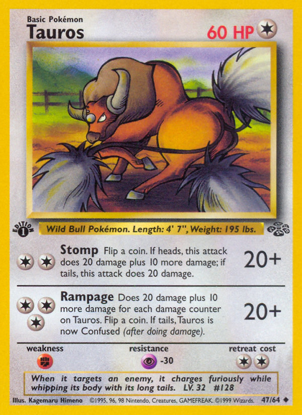 Tauros (47/64) [Jungle 1st Edition] - Evolution TCG