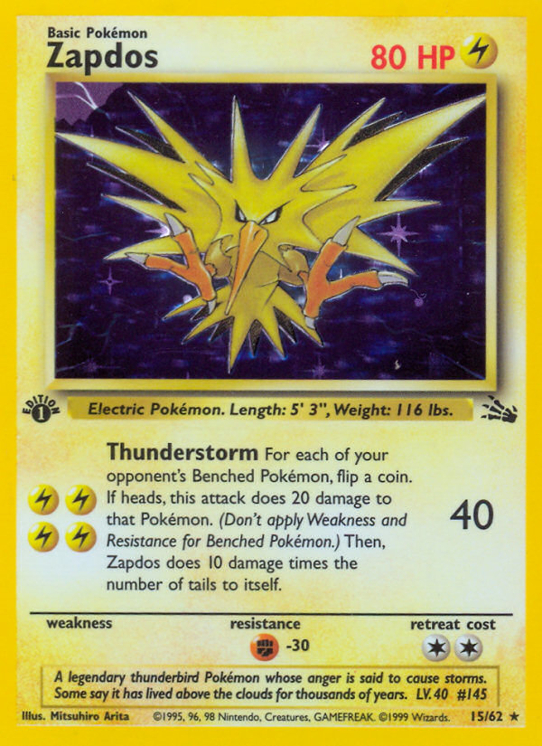 Zapdos (15/62) [Fossil 1st Edition] - Evolution TCG